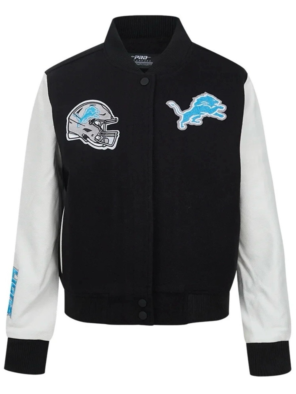 Detroit Lions Pro Standard Luxury Women's Black & White Retro Varsity Jacket